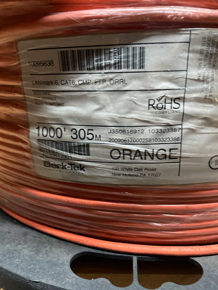 Berk-Tek LANmark-6 Cat6 CMP F/UTP Cable - Orange - 1,000 ft Reel thumbnail 2