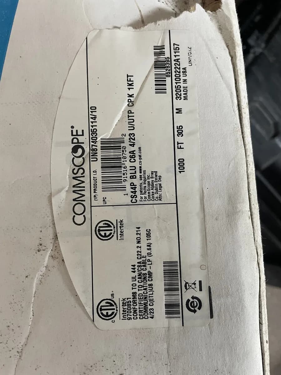 CommScope Cat6A Shielded Plenum Cable - 3 Full Reels (Damaged Boxes) thumbnail 6