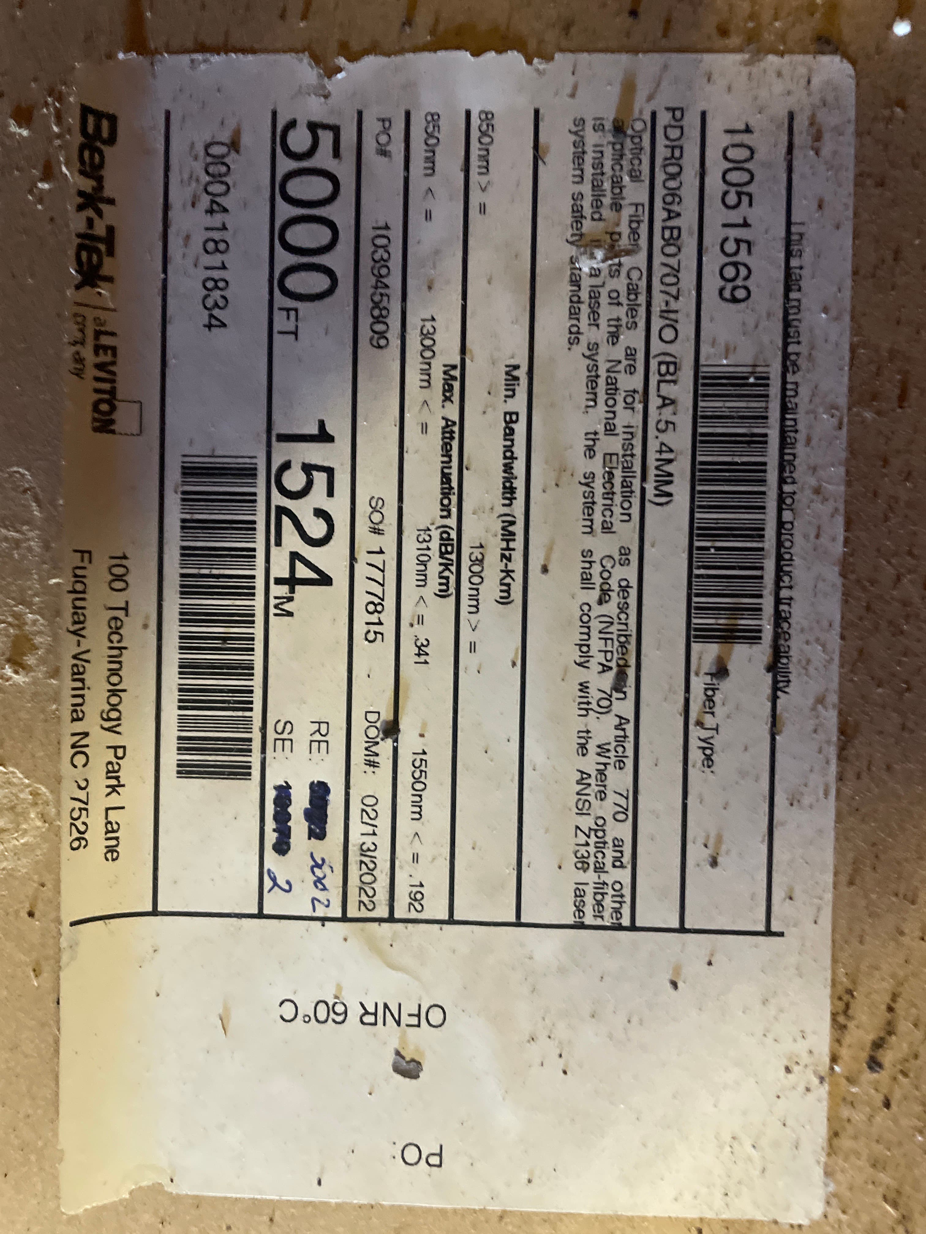 Berk-Tek OS2 Single-Mode Fiber Reel - 5070 ft thumbnail 4